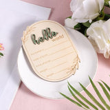 Baby Announcement Sign, 5.91x4.13 Inch Wooden Hello World Baby Name Sign Newborn Announcement Sign Birth Announcement Plaque for Home Hospital Nursery