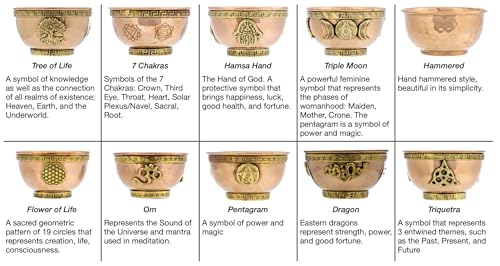Flower of Life Copper Bowl - Offering Bowl for Ritual Use, Altar Table, Incense Holder, Home Decor - 3 Inches Wide