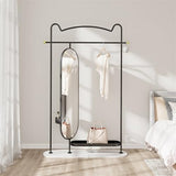 Decorative Rotating Full-Length Mirror Coat Rack Floor-Standing Combination Multi-Functional Dressing Fitting Hanging Clothes Storage for Living Room(Black,120cm)