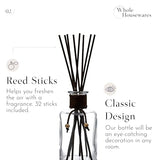 WHOLE HOUSEWARES Set of 4 Diffuser Bottles with Sticks - 7.5oz Empty Glass Diffuser Bottle for Essential Oils - Oil Diffusers Container with 32pcs Reed Sticks for Aromatherapy and Home Fragrance