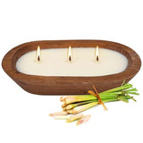Citronella Scented 3-Wick Candle (8oz) Oval Wood Bowl Candle, Clean Burning & Smokeless, Decorative Soy Blend Candle for Home, Patio, Garden, Summer Gift.