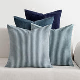MIULEE Soft Corduroy Decorative Throw Pillow Covers Blue Navy Series 20x20