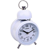 Clock Night Light Single Bell Child Clock Quartz No Ticking Bracket Clock Decoration Mute Metal Clock (Color : Black) (White)