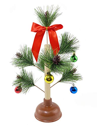 FunisFun Christmas Tree Plunger Funny Gag Gift Hilarious Toilet Humor White Elephant Gift Exchange
