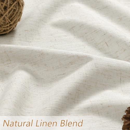 Guken Cream Linen Blackout Curtains 84 Inch Length 2 Panels Set for Living Room Bedroom Back Tab Thermal Insulated 100% Black Out Drapes Room Darkening Window Curtain Ivory Natural Beige