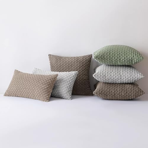 MIULEE Lumbar Decorative Throw Pillow Covers 12x20 Light Brown Corduroy