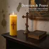 Pure Beeswax Prayer Candles - 7 Day Devotional Candles in Glass with 100 Hours Long Burn Time, Honey Fragrance Religious Candles Catholic for Memorials, Vigil, Church
