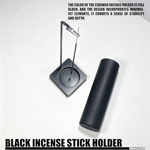 Incense Holder for Sticks,Incense Burner Holder,Modern Incense Holder for Stick with Glass Ash Catcher,Insence-Stick Holder [Anti-Ash Flying] for Yoga Spa (Upside Down Full Black)