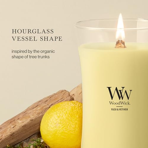 WoodWick Yuzu & Vetiver Scented Candle, Crackling Wick, 21.5oz