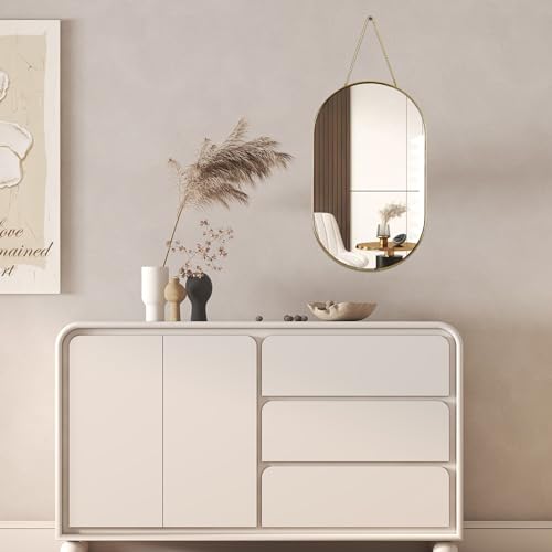 YCHMIR Oval Wall Mirror, Gold, Oval Shape, for Bathrooms and More (16x9.2 inch)