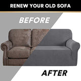 PrinceDeco Stretch Loveseat Sofa Cover Bundle T Cushion Loveseat Slipcover, Gray