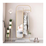 Full-Length Mirror Household Multifunctional Dressing Mirror and Coat Rack Combination Bedroom Full-Length Mirror with Hanging Clothes Full Length Floor Mirror (Gold2)
