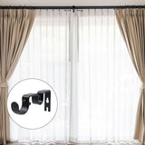 Double Curtain Rod Bracket,3 Pack Metal Curtain Rod Holders for Wall,Sturdy Curtain Rod Brackets for 1 Inch Curtain Rod,Black Wall Mounted Curtain Rod Hooks for Bedroom Living Room Patio