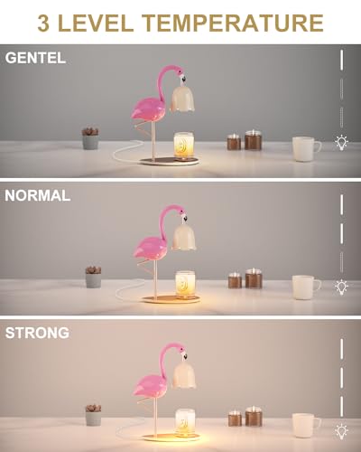 Fragrance Candle Warmer Flamingo Lamp with Timer, Dimmable, Halogen, Polished, Pink, for Home Decor 6.69 x11 x15.35 in