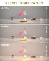 Fragrance Candle Warmer Flamingo Lamp with Timer, Dimmable, Halogen, Polished, Pink, for Home Decor 6.69 x11 x15.35 in