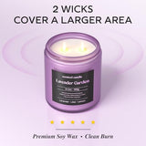 CHILLFLAME Lavender Candle, 14.1 oz Scented Candles for Home, 2 Wicks Blended Scents Aromatherapy Candles for Women and Men, Birthday Gifts for Women (Lavender+Lilac+Lemon)