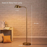 O'Bright Adjustable Floor Lamp with Flexible Gooseneck and Rotatable Shade, E26 Socket, 10-Inch Base - Ideal for Reading, Bedside, Living Room, Brushed Nickel