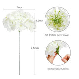 Auihiay 10PCS Hydrangea Artificial Flowers, Faux White Flowers for Wedding Centerpieces, DIY Bouquets, Bridal Shower, Floral Decor Home Decoration with Stems (VASE NOT Included)