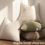 Decorative Linen Throw Pillow Covers 18x18 Set of 2 Solid handcrafted Striped Cushion Covers for Bed Soft Modern Farmhouse Neutral Pillowcase for Couch Bedroom Living Room Home Decor(Natural Beige)
