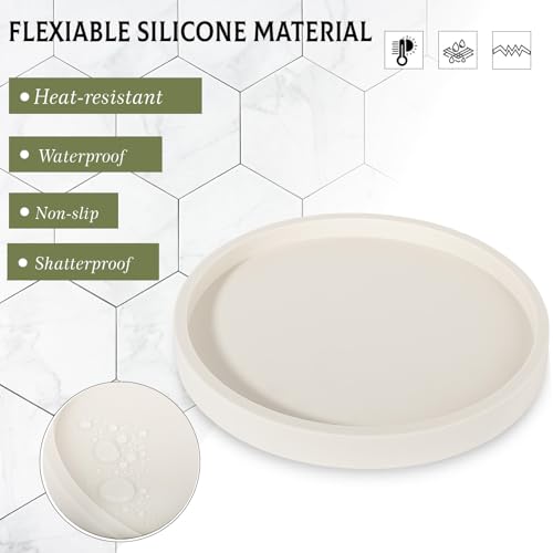 Silicone Bathroom Tray Coffee Table Decor Perfume Organizer, 12" Beige