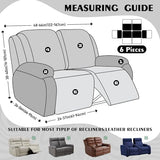 VANSOFY Stays in Place Recliner Couch Cover (3 Seat, Black) & Recliner Loveseat Cover (2 Seat, Black)
