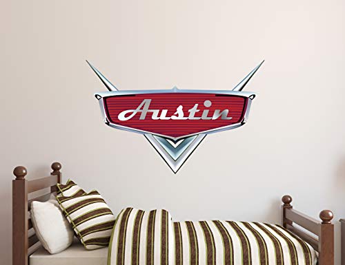 Personalized Cars Name Wall Decal - Kids Room Racing Cartoon Sticker - Removable Race Car Wall Decoration for Bedroom, Classroom, Playroom