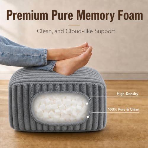 Stuffed Pouf Ottoman Soft Touch Poufs with Foam Chunk Filling Furry and Fluffy Detachable Pouf Foot Stool Storage Ottoman Floor Poufs Foot Rest for Living Room (Gray A, Square)