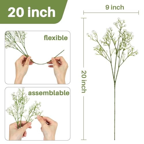 Sukh 10PCS Baby Breath Artificial Flowers Fake Babys Breath Gypsophila Flowers Bulk Realistic Artificial Flowers Bouquet Flores Artificiales para Decoracion for Wedding Party Home Decoration