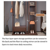 Full length mirror, solid wood hanger, floor hanger, bedroom, coat rack, full length mirror, integrated room, simple multifunctional storage shelf, furniture