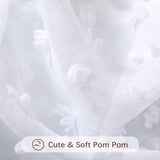 White Sheer Curtains 84 Inches Long for Living Room Bedroom Farmhouse White Pom Pom Curtains 2 Panels Back Tab Shabby Chic Boho Curtain Semi Sheer Nursery Kids Aesthetic Ruffle Drape 52x84 Length