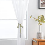 SpaceDresser Basic Rod Pocket Sheer Voile Window Curtain Panels White 1 Pair 2 Panels 52 Width 84 Inch Long for Kitchen Bedroom Children Living Room Yard(White,52 W x 84 L)
