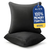 AM AEROMAX 18x18 Memory Foam Throw Pillow Inserts, 2 Pack, Square, Black