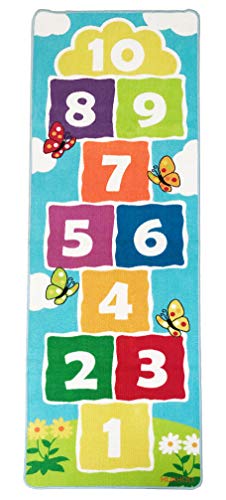 Hopscotch Rug Kids Rugs Classroom Rug Playroom Decor Non Slip Children's Carpet for Boys & Girls Best Shower Gift (70.8 x 26 inch)