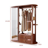 Full-Length Mirror Floor-Standing Coat Rack, Dressing Mirror Combination, Rotatable Storage Rack, Bedroom Fitting Mirror with Drawer Full Length Floor Mirror (D)