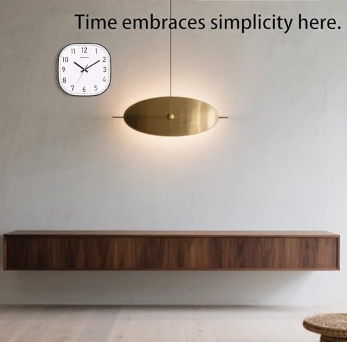 Small Wall Clock, 8 Inch Silent Non Ticking Battery Operated Clock, Square Analog Decorative Wall Clocks for Bedroom Living Room Office Home Gym Porch Decor Indoor Outdoor Clocks, Black