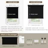 SUNOFF Cordless Blackout Roller Shades Blinds for Windows Free-Stop,Pull Down Room Darkening with Valance,Thermal Insulated Woven Fabric Window Door Blinds for Home,Office,Black 20" W x 72" H