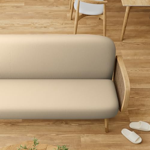 Queen Size Futon Cover, Armless Stretch Futon Slipcover Armless Sofa Cover Furniture Protector, Durable & Washable Zippered Futon Couch Cover for Adults Kids and Pets, Ivory