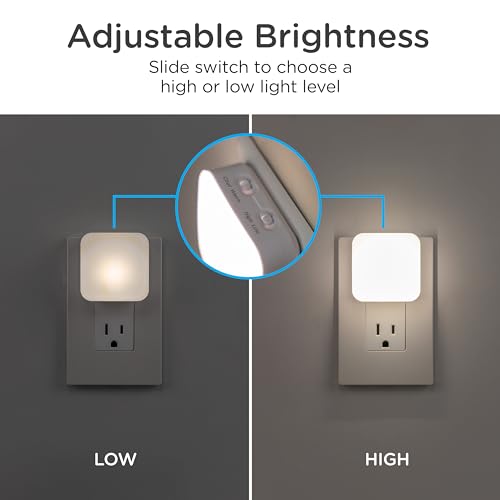 Lights by Night Night Lights Plug into Wall, Dimmable, Tunable White, 4-Pack, LED Plug in Nightlight, Dusk to Dawn Sensor, Adults, Kids Room, Bedroom, Bathroom, Nursery, Hallway, Kitchen, 82180