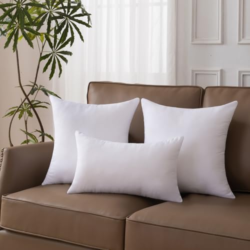 12 x 20 Pillow Insert Set of 2 - Premium Soft and Fluffy Small Lumbar Pillow Sofa Decorative White Rectangle Throw Pillow Inserts Stuffing for Living Room Couch and Bedroom Interior Cushions
