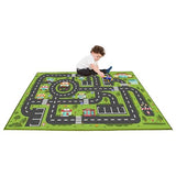 Road Rug for Kids, 2'7" x 3'11", Toy Car Play Rug Mat Carpet with Construction Town Style in Playroom Children Bedroom, Educational City Rugs for Boys Aged 3-12 Years Old