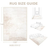 Area Rugs 9x12 Living Room: Washable Rug Modern Abstract Large Rugs Soft Non Slip Neutral Rug Stain Resistant Indoor Carpet for Bedroom Kitchen Dining Room Table Nursery Home Office Rugs(Beige,9'x12')