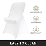 Peomeise Stretch Spandex Folding Chair Cover for Wedding Party Dining Banquet Event (White,12pcs)