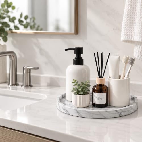 Silicone Bathroom Tray Coffee Table Decor Perfume Organizer, 11" Marble