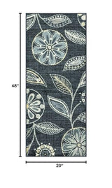 Maples Rugs Reggie Bohemian Floral Print Runner Rug, 1'8 x 4', Persian Blue