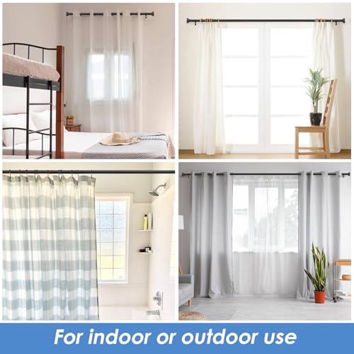 Curtain Rods for Windows 66 to 120 Inch(5.5-10 Feet),Black 1'' Diameter Drapery Rods with End Cap Style Design,Modern Adjustable Heavy Duty Curtain Rod,Size:32''-120''