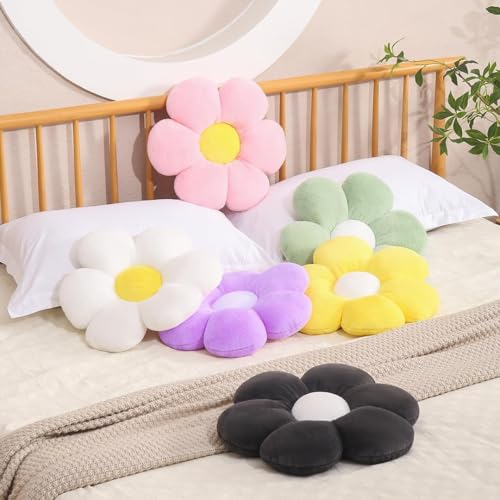 17.7 Inch Purple Flower Pillow – Daisy Shaped Cute Decorative Throw Pillow, Soft Floral Seating Cushion Floor Pillows for Sofa, Bed, Chair & Room Decorations for Home