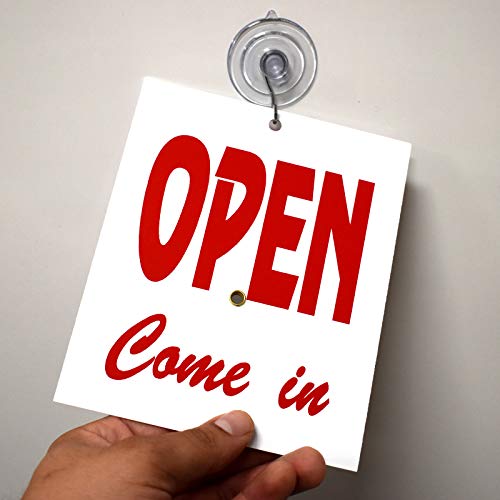 Double Sided "Will Return" Clock and "Open Come in" Sign with Adjustable Clock Hands & Suction Cup, 1 Unit
