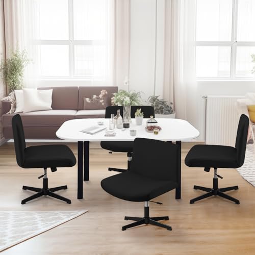 Fuloon Criss Cross Chair Cover, Waterproof, Stretchable, Solid, Suited for Armless/Office/Desk/Mid Back Wide Seat/Computer/Task/Vanity/Accent Chair (Black)