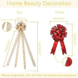 Christmas Tree Topper Bow, 44X12 Inch Artificial Xmas Tree Flower Topper Decor, for Family, Wedding, Birthday Party, Indoor Outdoor Thanksgiving Christmas Decoration - Gold/Snowflake.