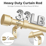 Modern Gold Curtain Rods for Windows 48 to 84 Inch, 1" Diameter Adjustable Heavy Duty Window Curtain Pole with Matte Gold End Cap Finials, Decorative Drapery Rods for Living Room, Bedroom